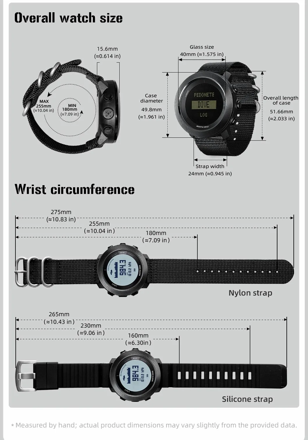 NORTH EDGE Apache-D Reloj de apnea para Hombre, 50 m, Recargable | 10 ATM de resistencia al agua, brújula digital, altímetro, barómetro, temperatura del agua y registro de inmersiones