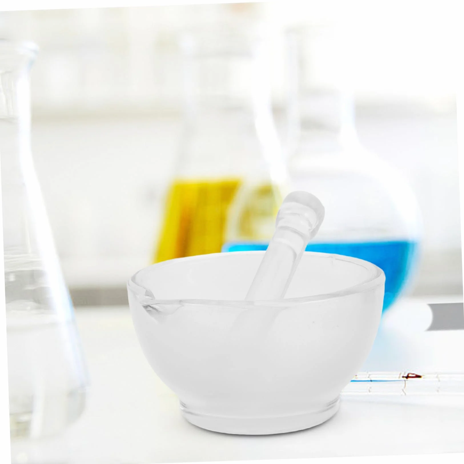 SOLUSTRE Mortero de Vidrio 90 mm para Laboratorio, Recipiente Resistente a Altas Temperaturas para Molienda y Mezcla