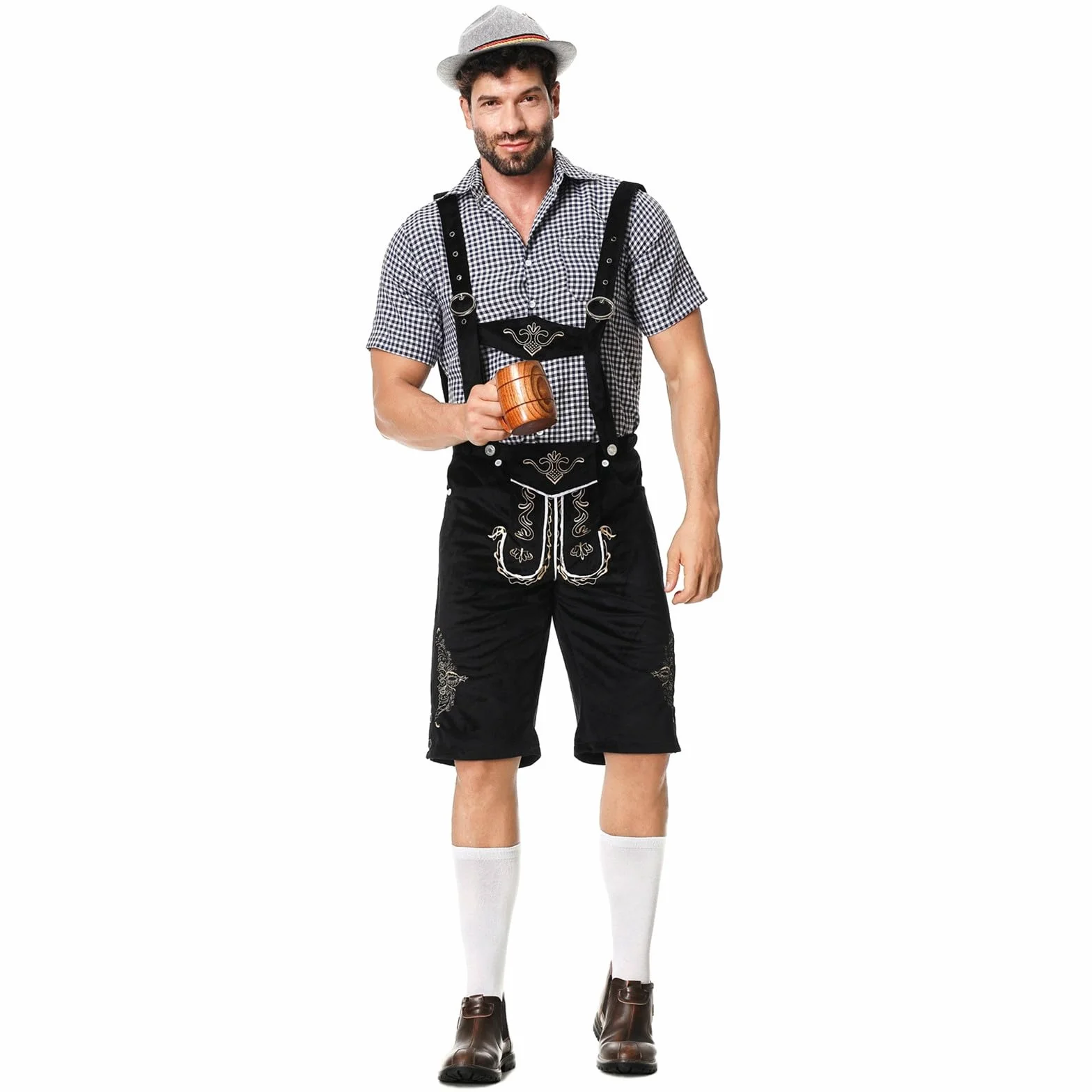 Pantalones de piel para hombre, Oktoberfest, traje de verano, incluye pantalones de chándal cortos, pantalones cortos de moto, pantalones bávaros, de piel, elegantes, para traje regional