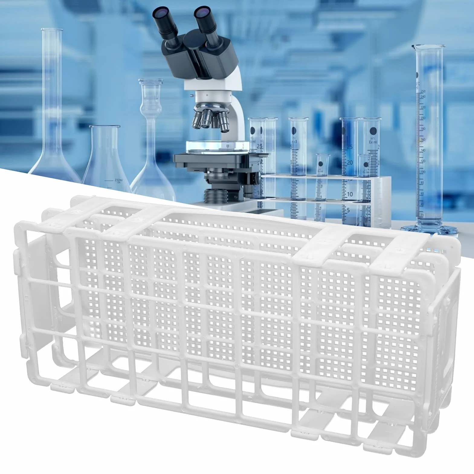 Gradilla para Tubos de Ensayo 30 mm x 21 Orificios Plástico Desmontable Laboratorio