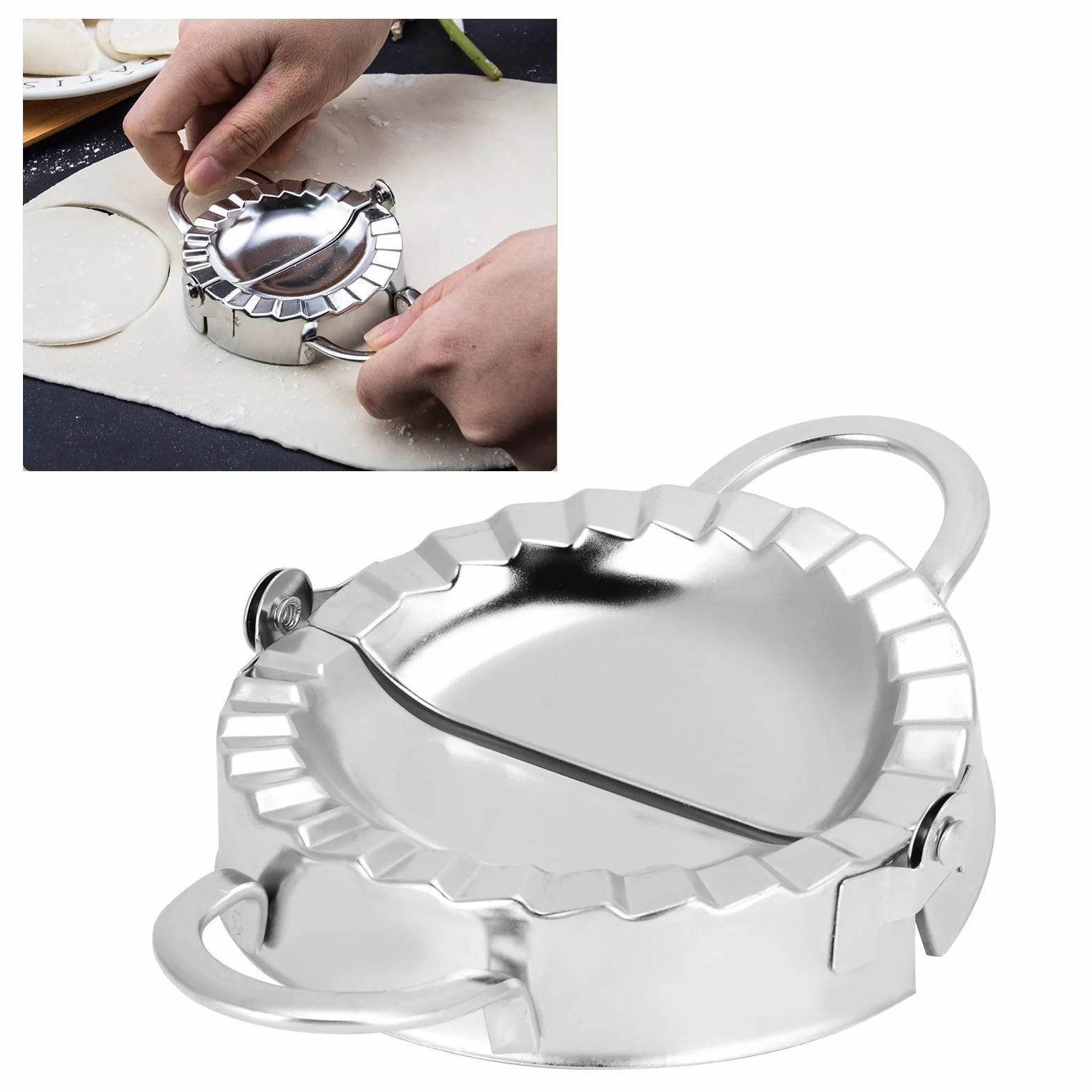 Prensa de empanadas de acero inoxidable EVTSCAN, máquina para hacer empanadas grande, herramientas de pastelería (L)
