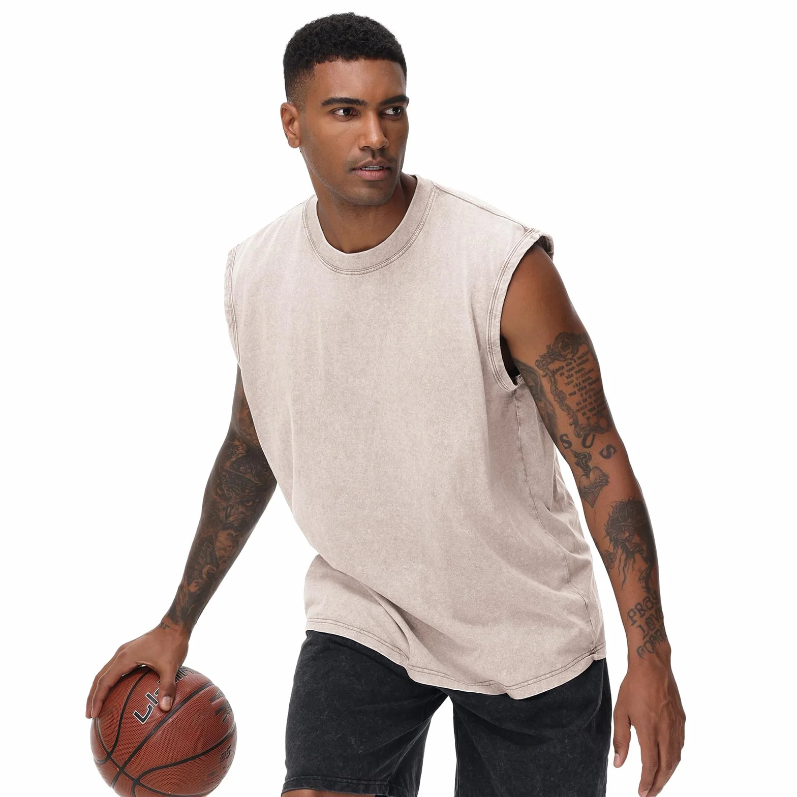 Camiseta sin mangas de algodón para hombre entrenamiento gimnasio