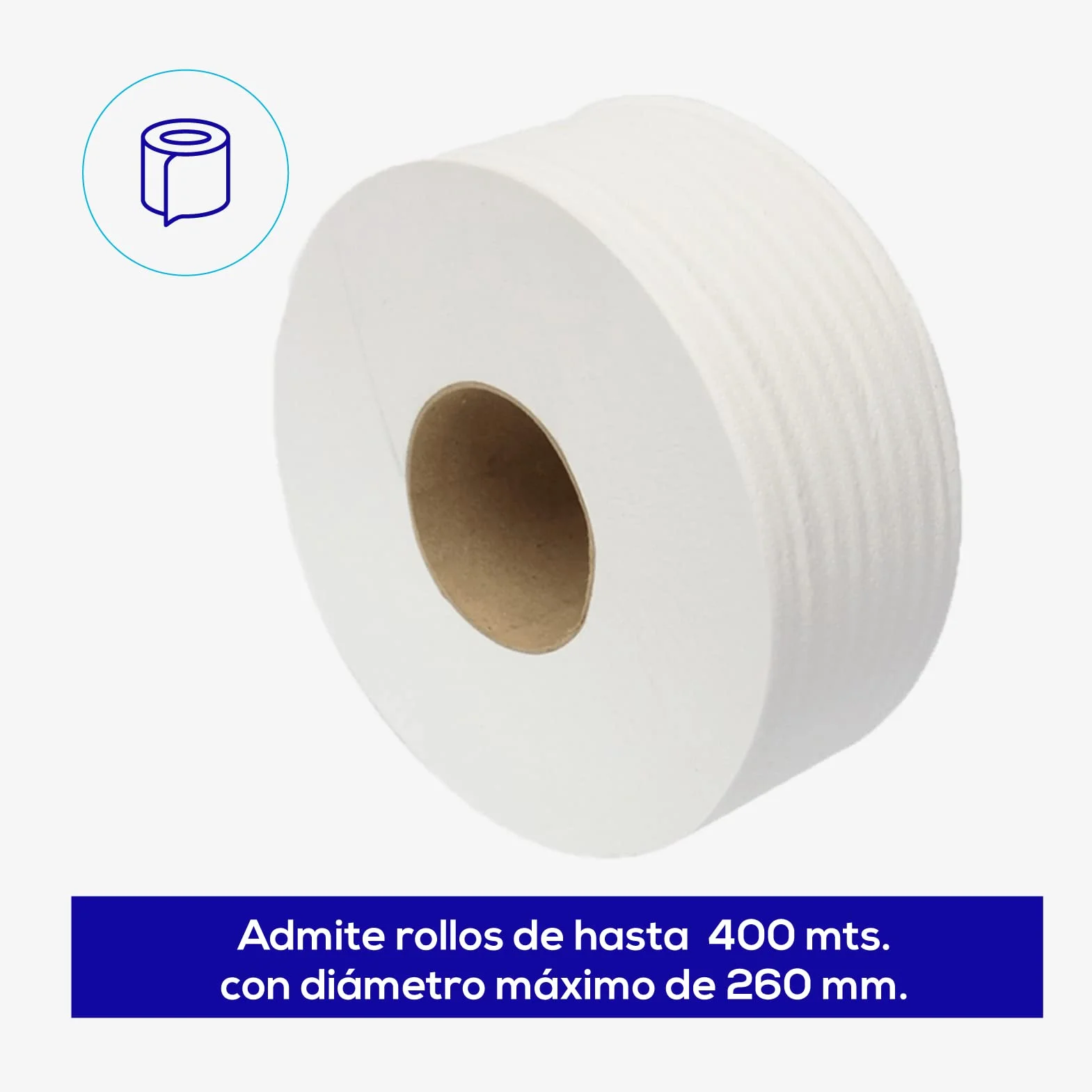 Portarrollos de Papel Higiénico Industrial Grande 400m 260mm Dispensador ABS Valor AE77300 Plata