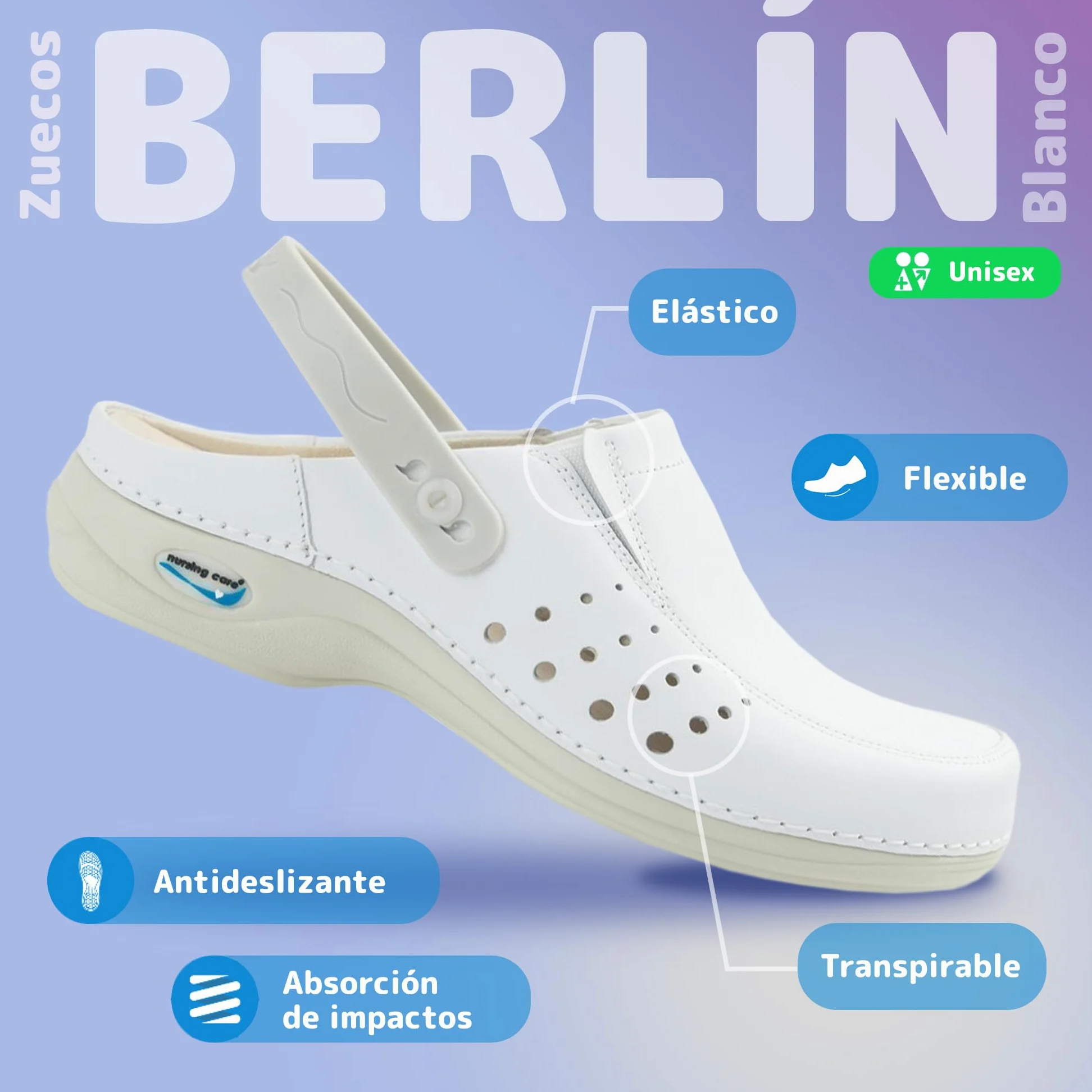 Zuecos de Piel Wash'Go Berlín, Mujer y Hombre, Hospital o Domésticos