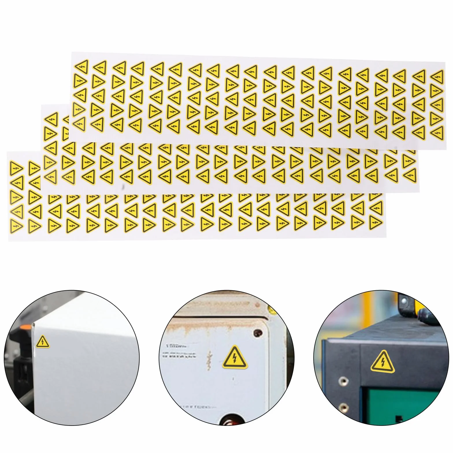 Pegatinas de Advertencia de Seguridad Eléctricas Triangulares Amarillas PVC Paquete de 3