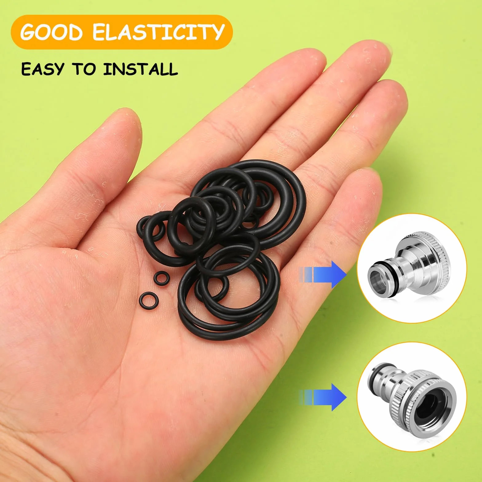 1100 Pcs Juntas Tóricas de Goma, O-Ring Kit para Reparación de Grifos Automotrices y Plomería