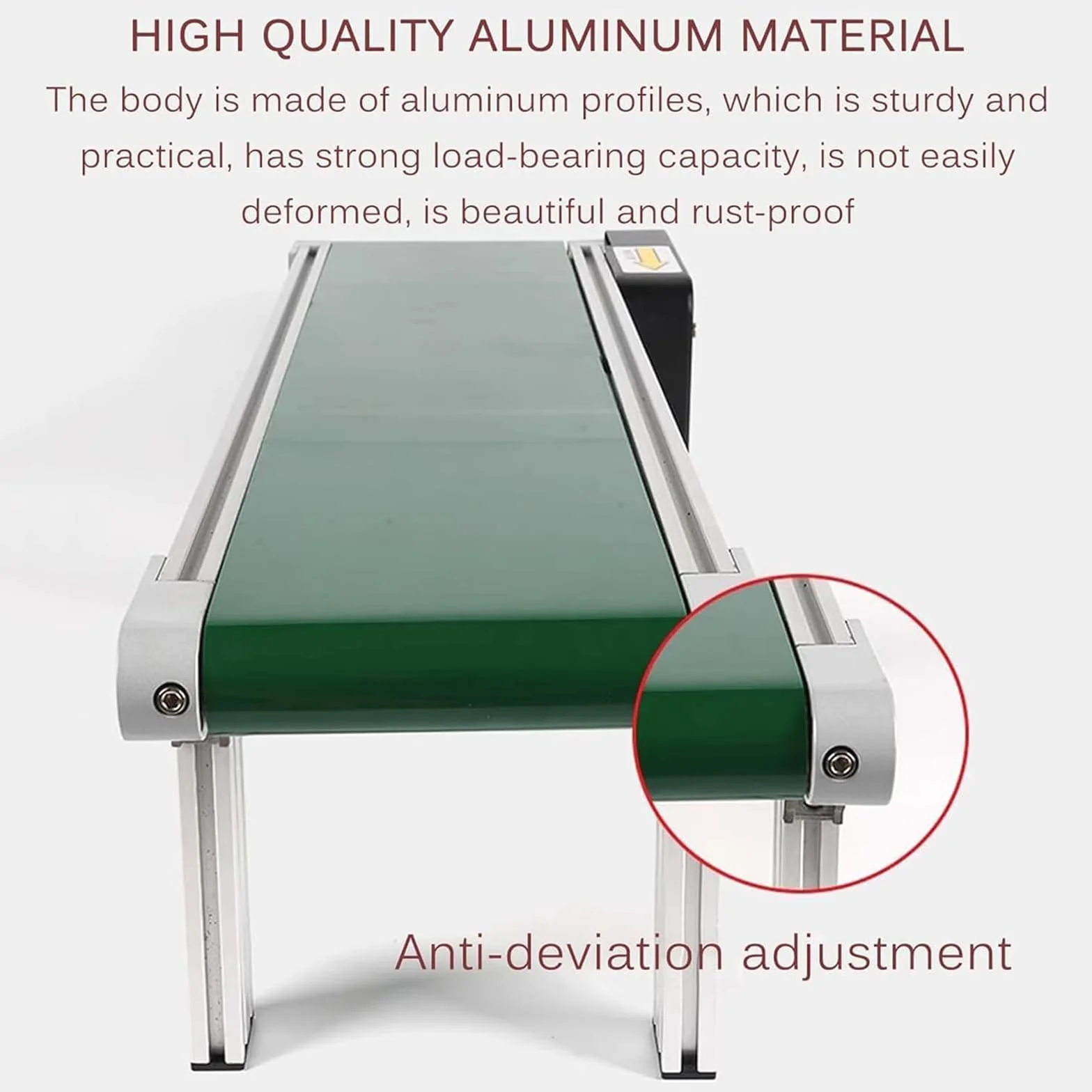 Cinta transportadora de PVC 200 x 1000 mm velocidad ajustable aleación de aluminio
