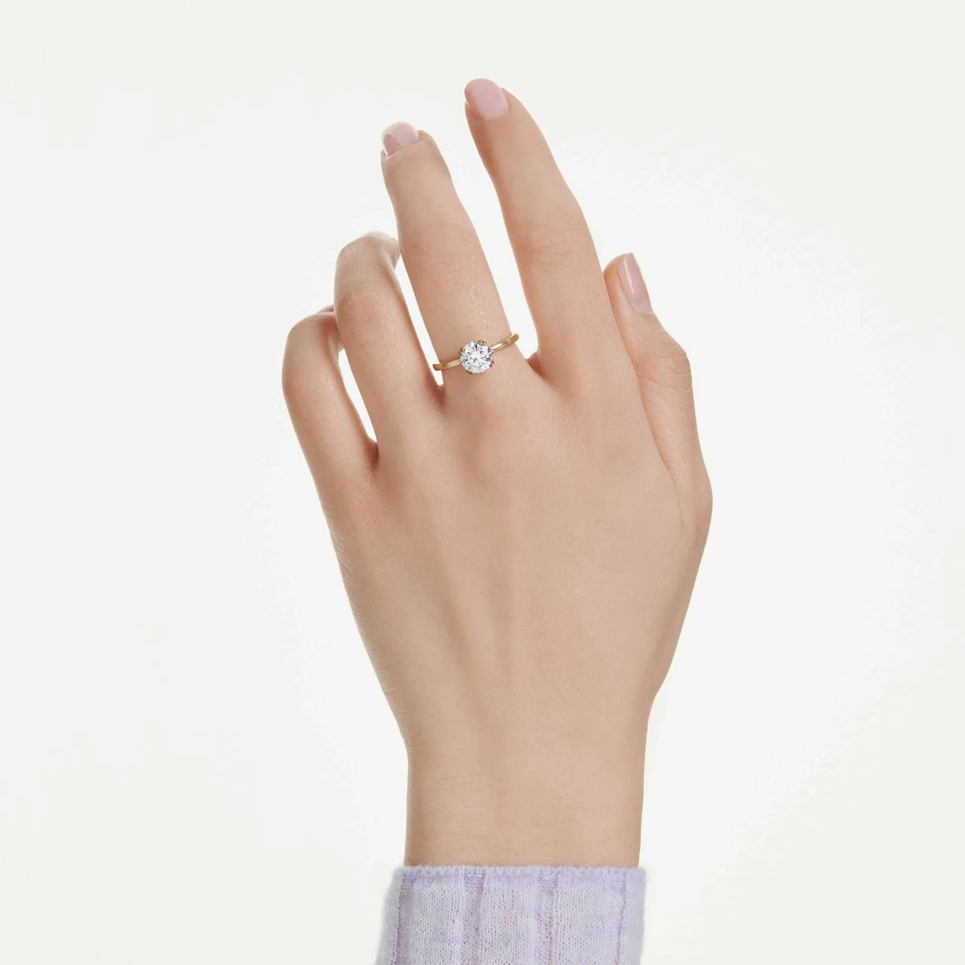 Swarovski Stilla Colección anillo cocktail, talla redonda, blanco