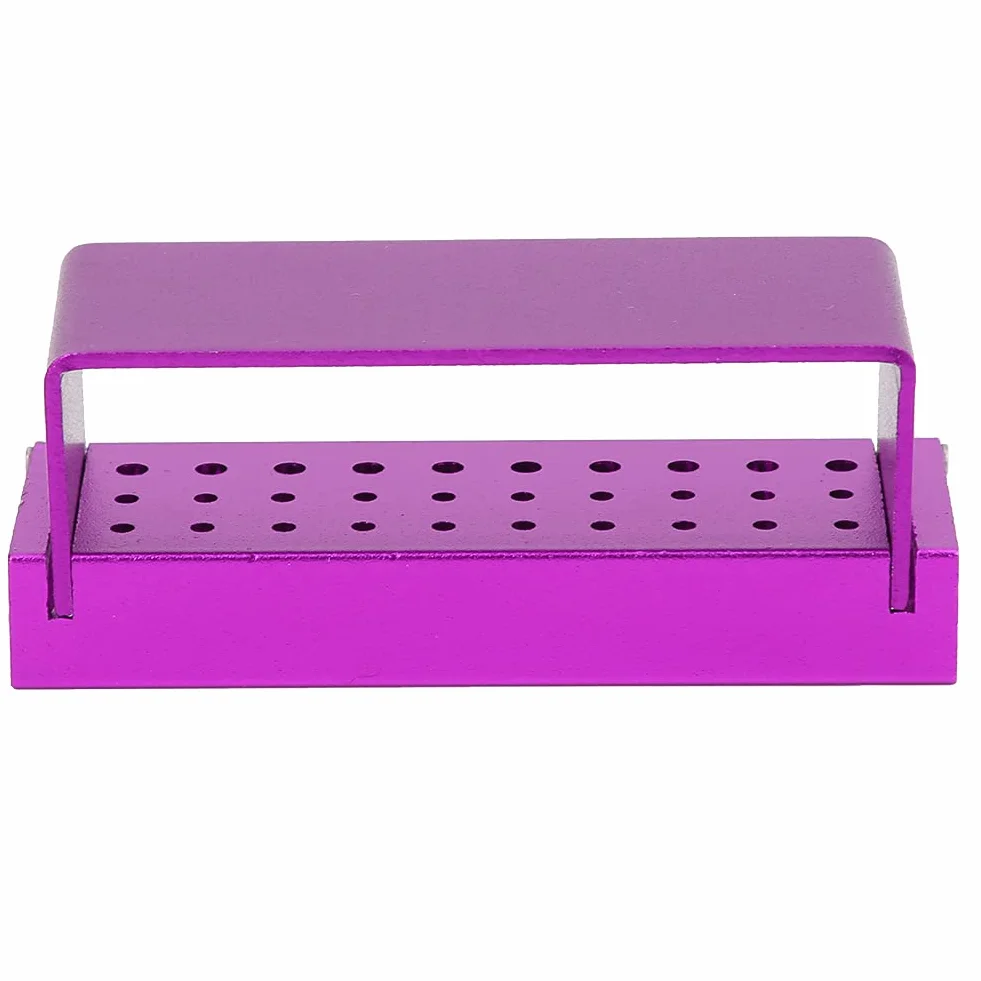 Acero inoxidable 30 agujeros Caja de fresas dentales Soporte para fresas