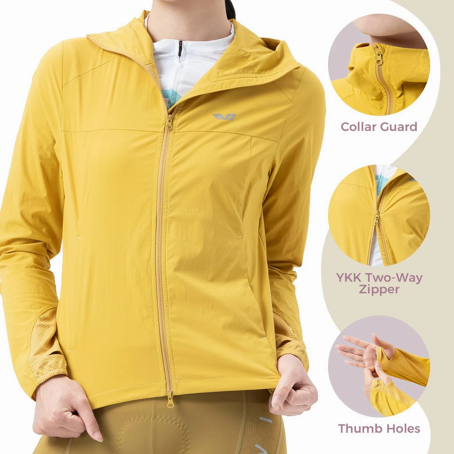 ROCKBROS Chaqueta de Ciclismo para Mujer Transpirable Protección UV, Chaqueta Cortavientos y de Secado Rápido para Senderismo Running y Actividades al Aire Libre
