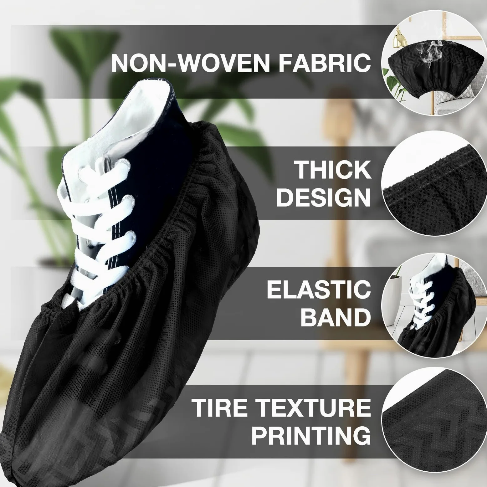 Paquete de 600 fundas desechables para zapatos de botas, antideslizantes, gruesas, extra para zapatos, fundas duraderas para hombres y mujeres (negro)