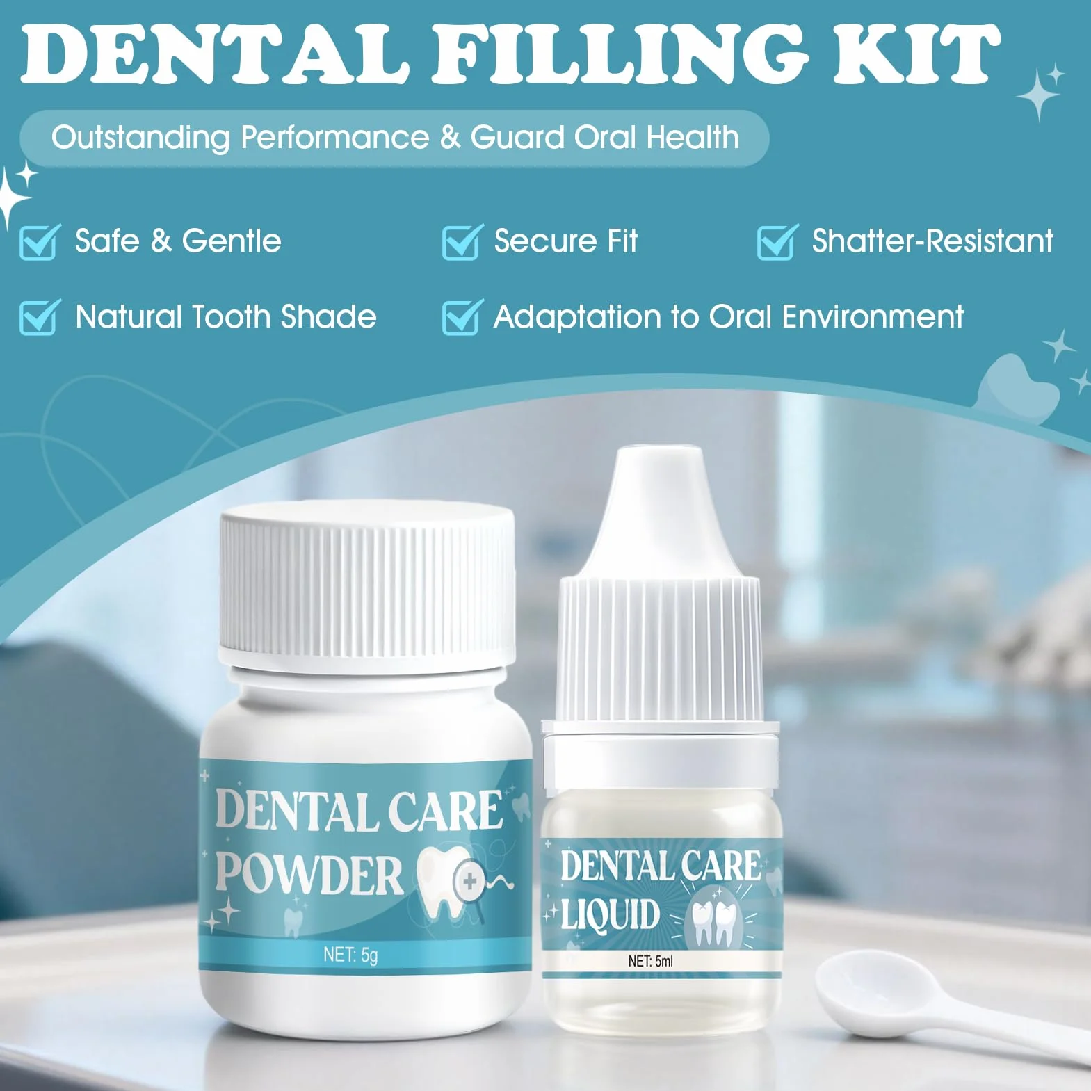 Pegamento Dental Cemento Kit de Fijación para Corona Puente Rellenar Caries