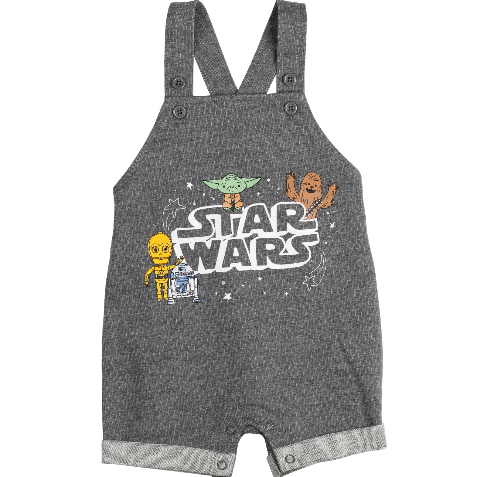 Star Wars Yoda And Friends Baby Boys 3 Piece Set: Short Overalls T-Shirt Hat 0-3 Months