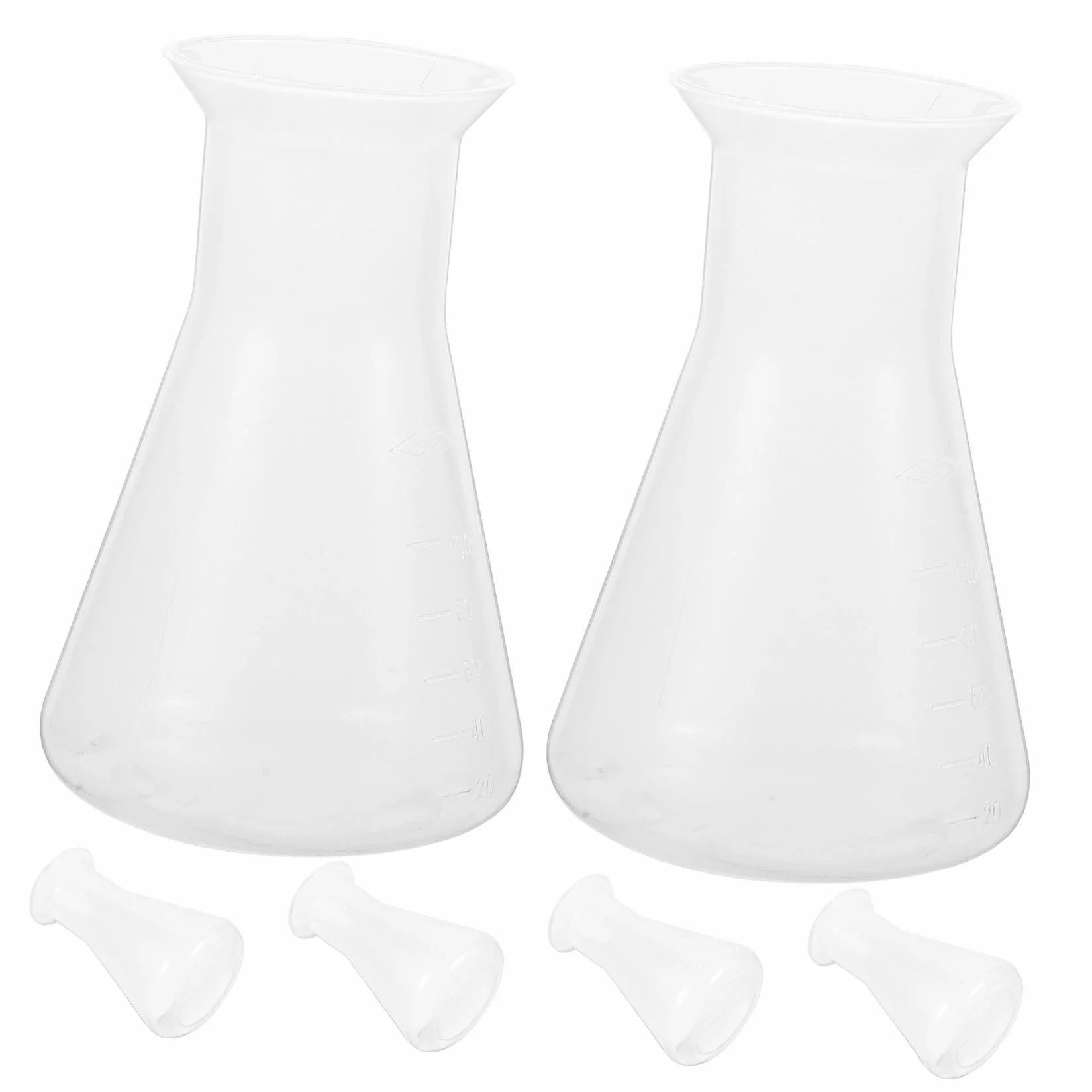 Matraz Erlenmeyer de Plástico 100 ml, Juego de 6 Matraces Cónicos Graduados Cuello Estrecho para Laboratorio