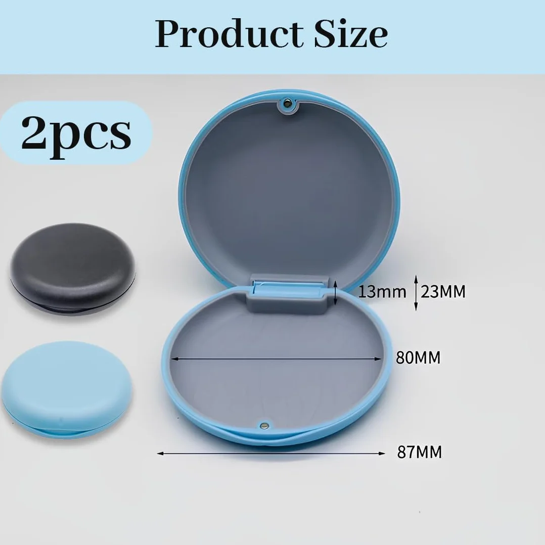 Caja Dentadura Postiza 2 Piezas Contenedor Almacenamiento Portátil Negro Azul