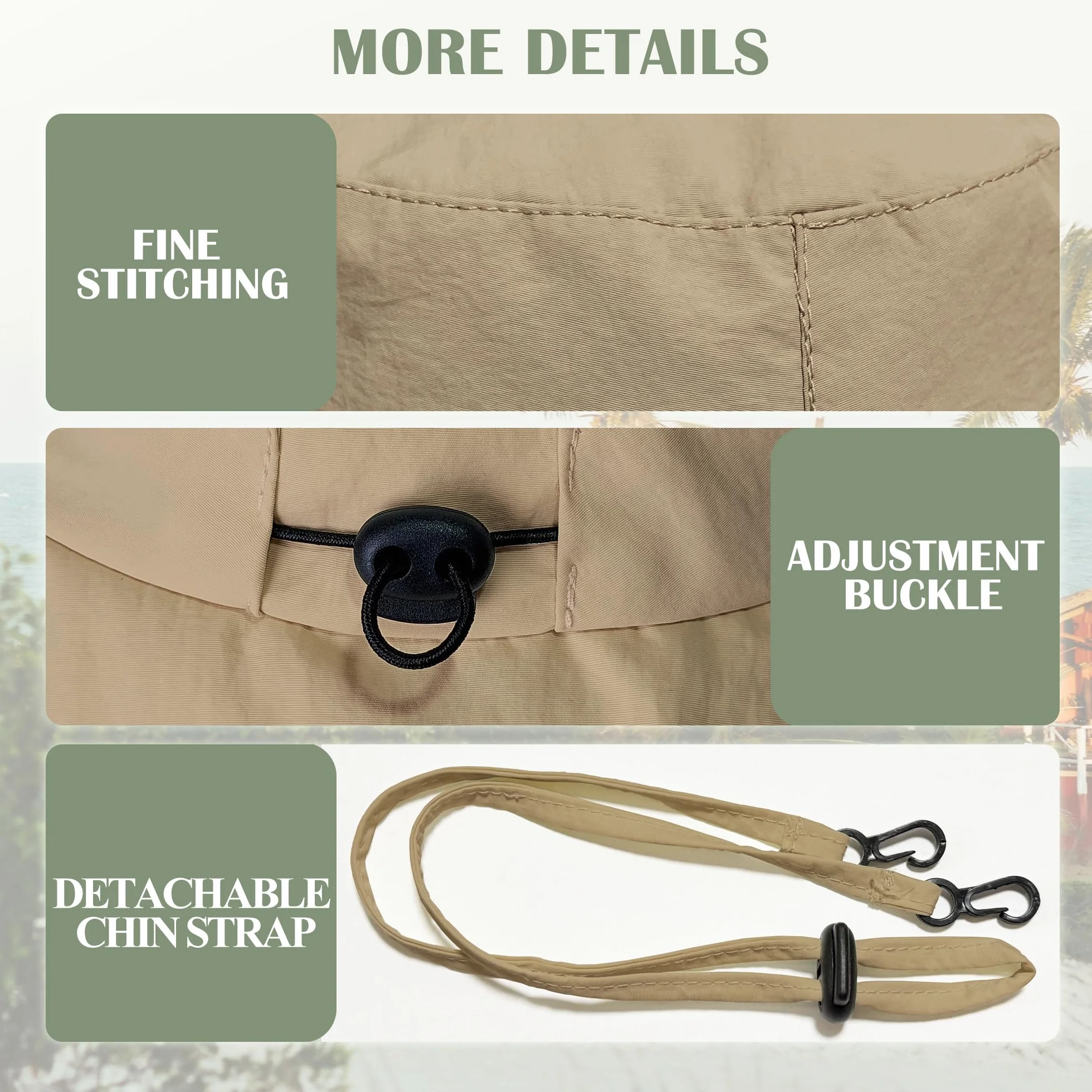 ehsbuy Sombrero Mujer con Borde Ancho Plegable Impermeable Gorro Pescador Hombre con Cordón Ajustable para Playa, Verano Pesca al Aire Libre, Safari Trekking y Viajes