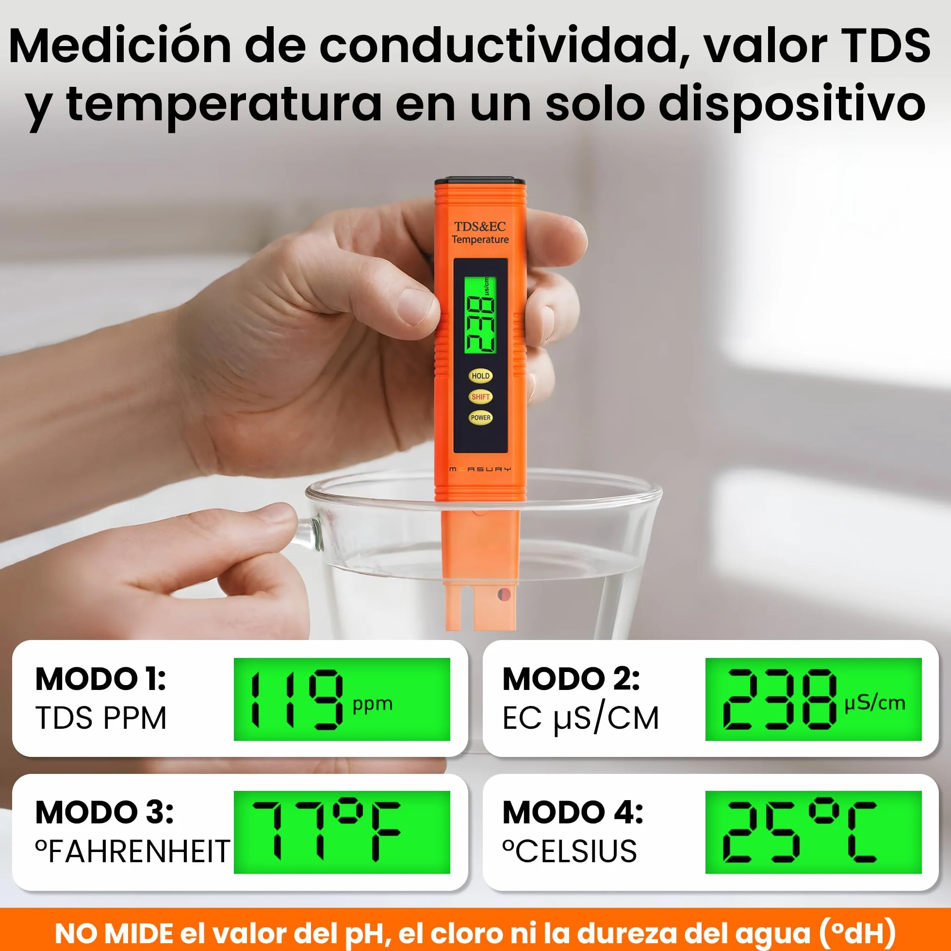 Medidor TDS y EC, Analizador de Agua Potable, Medidor de Calidad de Agua