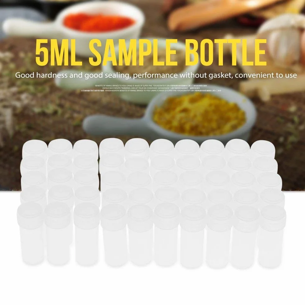 Botella de muestra de plástico 5 ml 100 Pcs botes pequeños con tapa