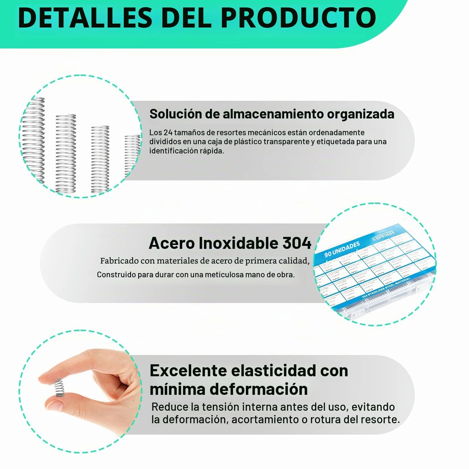 390 Piezas Muelles de Compresion Kit Surtido de Resortes de Compresion 24 Tamaños para DIY Bricolaje