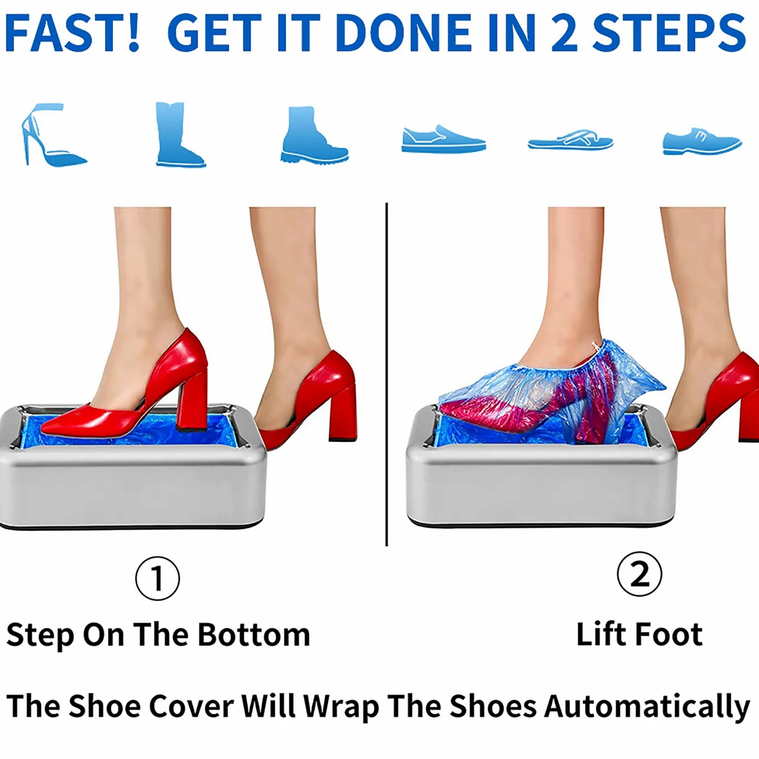 Dispensador automático de fundas desechables para zapatos con 200 cubrezapatos de plástico desechables, funda portátil para zapatos para el hogar, negocios y oficina