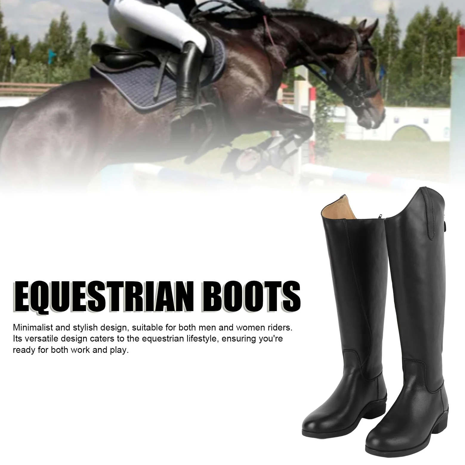 POENVFPO Botas de Montar Altas, Botas de Montar a Caballo, Botas de Entrenamiento Ecuestres, Cuero Eva, Unisex, Uso Diario, Establo