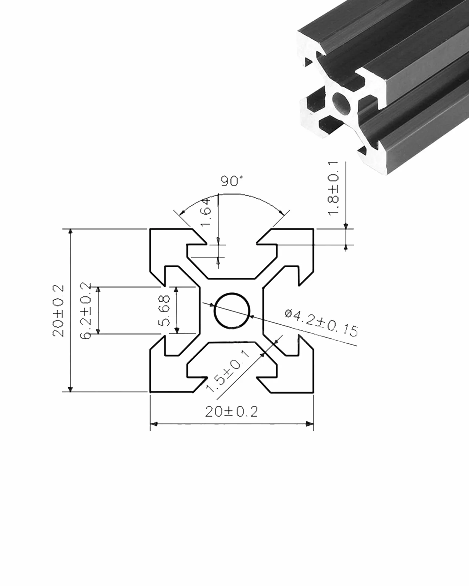 Perfil de aluminio extrusión carril lineal 2020 V negro estándar europeo 700 mm para impresoras 3D CNC