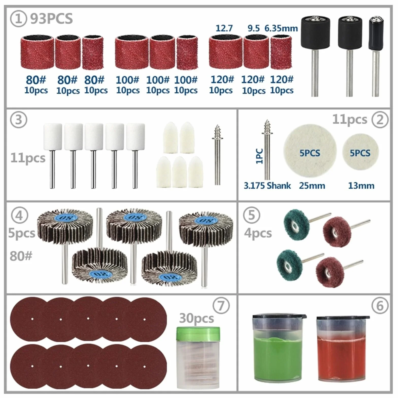 Accesorios para herramientas rotativas de pulido y grabado de metal y madera