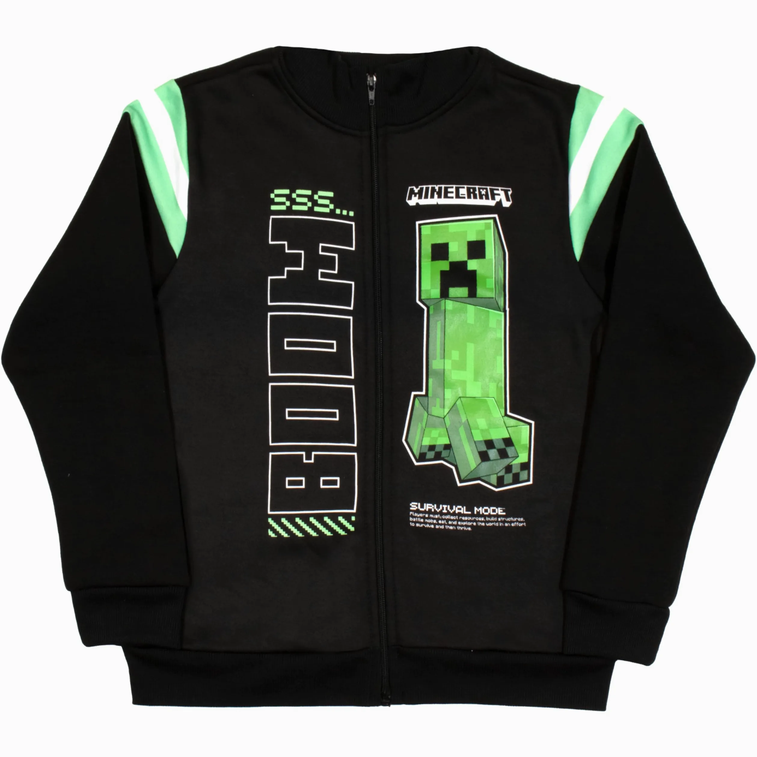 Minecraft Creeper - Conjunto de pantalones de 3 piezas para niños, conjunto de chándal con cremallera, camiseta de manga corta y pantalones deportivos activos