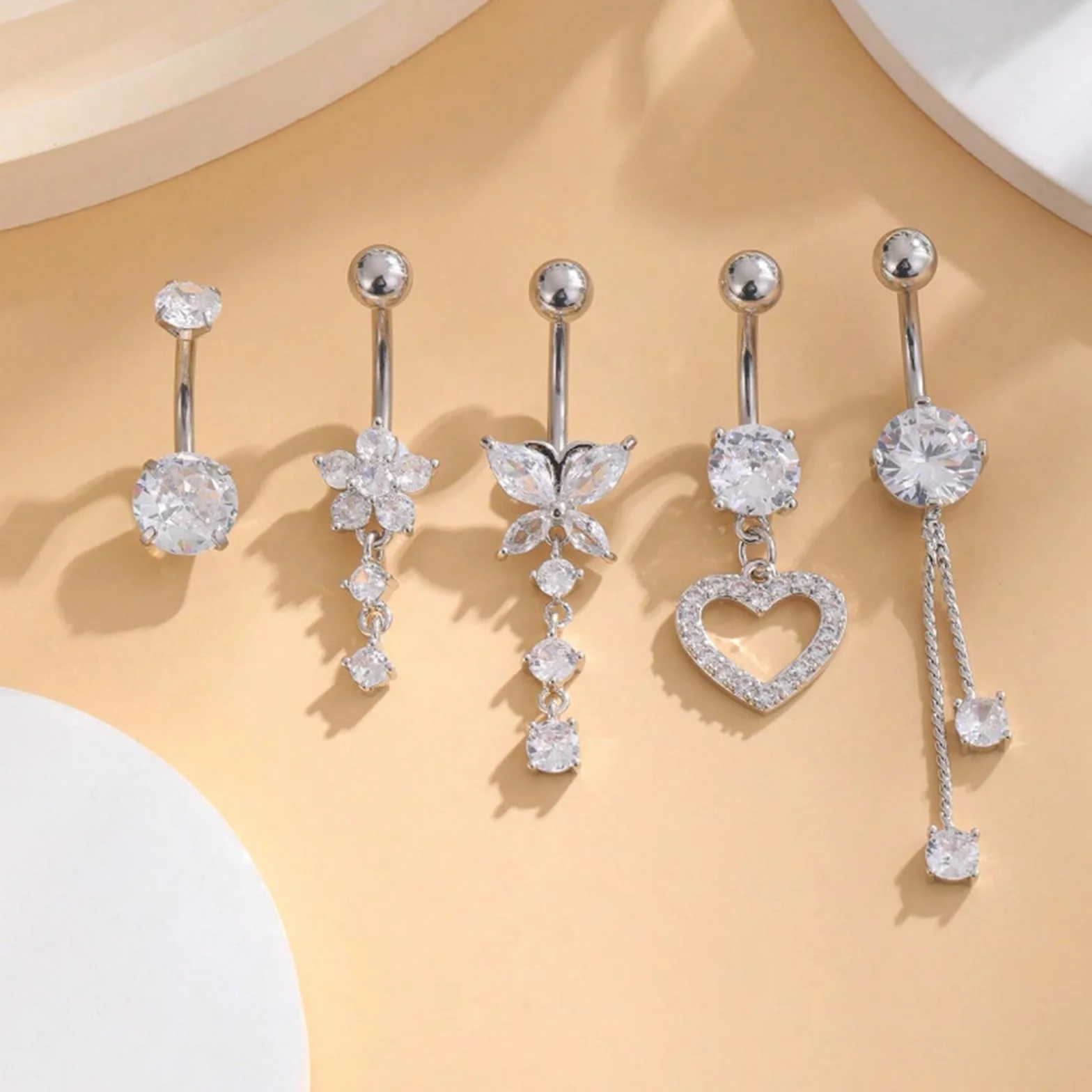 TYXHXTF 11 Pcs Piercings Ombligo para Mujeres, Piercings para Ombligo, Anillos para el Ombligo, Piercing Ombligo Embarazada Colgantes para Piercing de Ombligo Corazón Mariposa Anillos para Ombligo