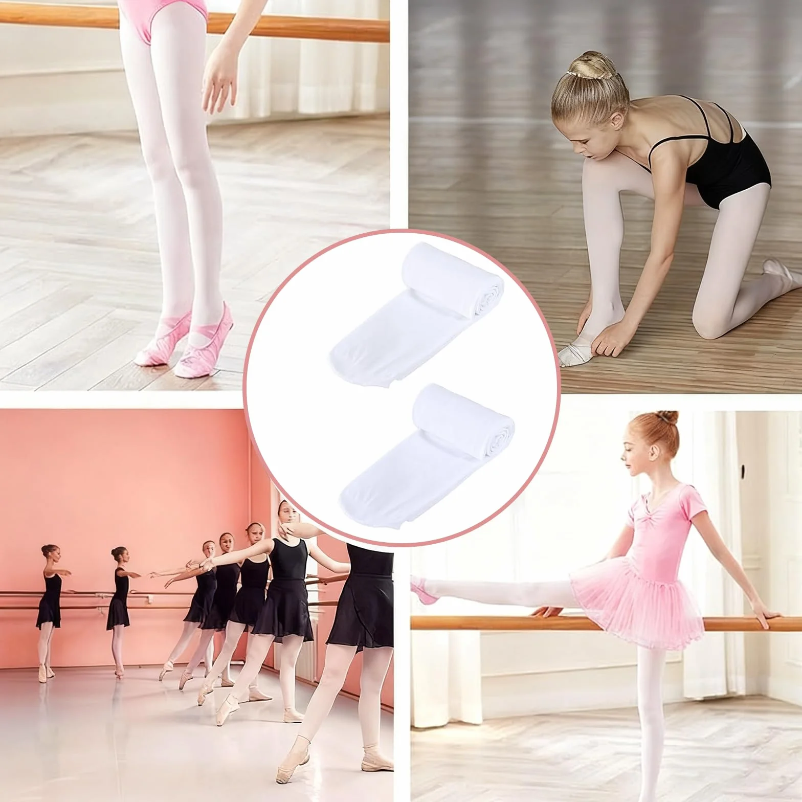 VINZOR Medias de ballet para niña 5-9 años 100-130 cm 2 piezas