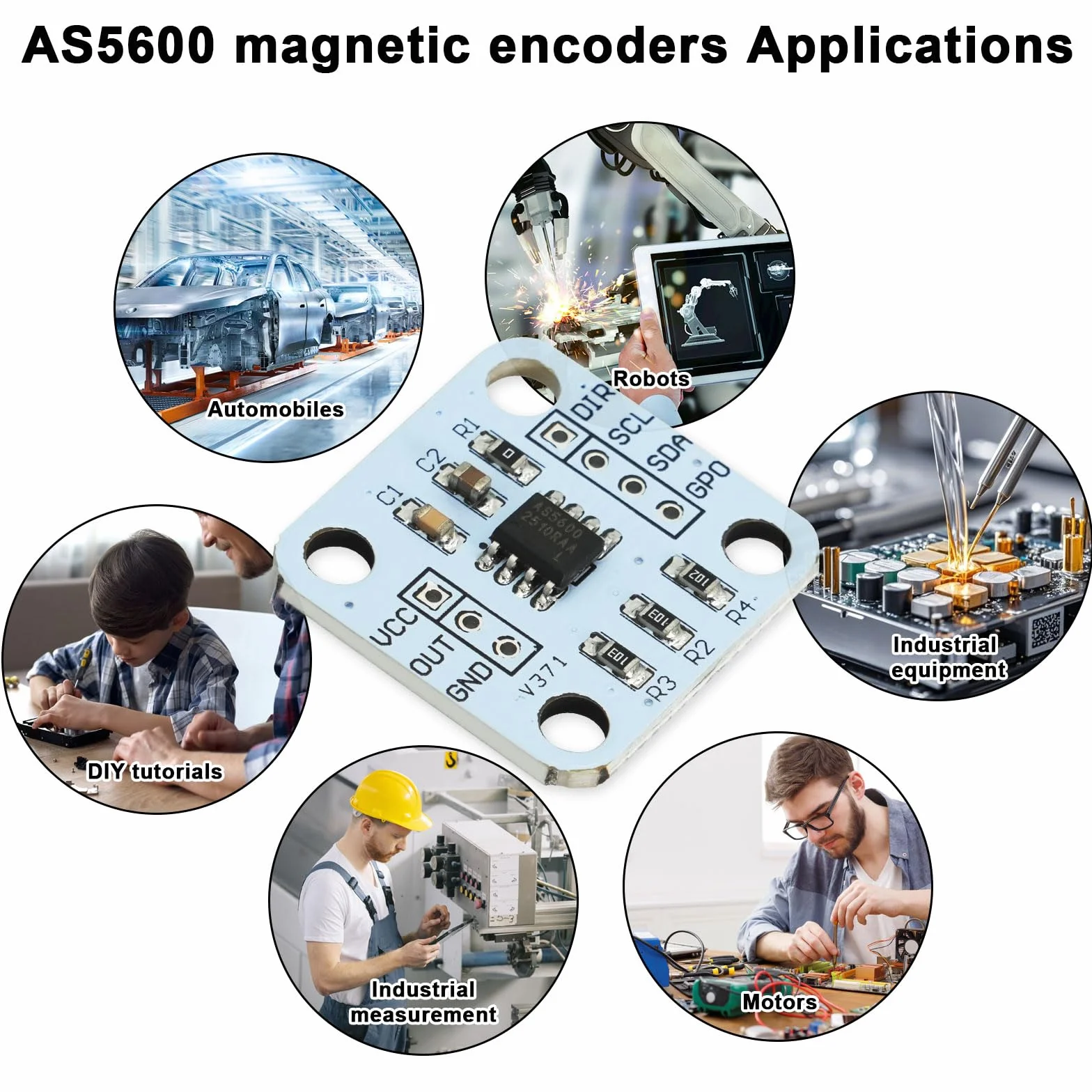 Módulo sensor de ángulo AS5600 de alta precisión 12 bits con imán