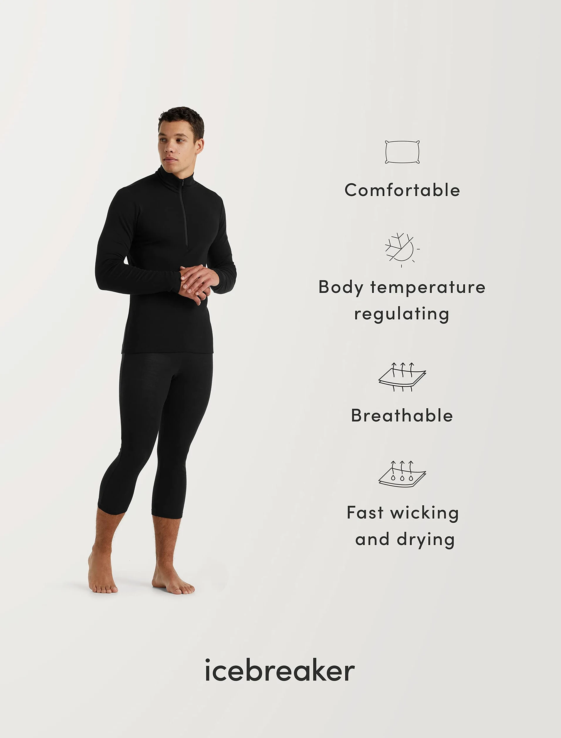 Icebreaker M 200 Oasis LS Half Zip Gritstone HTHR-013