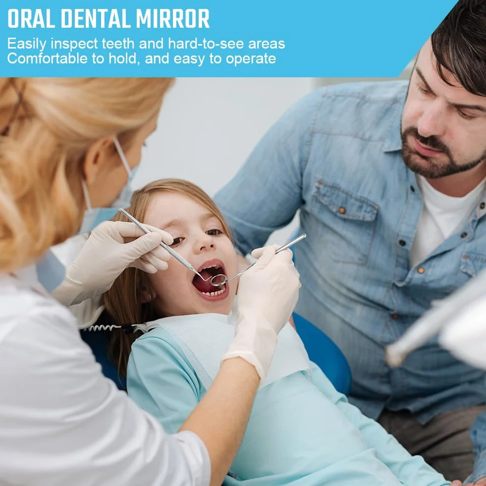 AOOWU Espejo Dental de Acero Inoxidable, 2 PCS, Curvatura 45 Grados, Anti-Vaho para Inspección Bucal