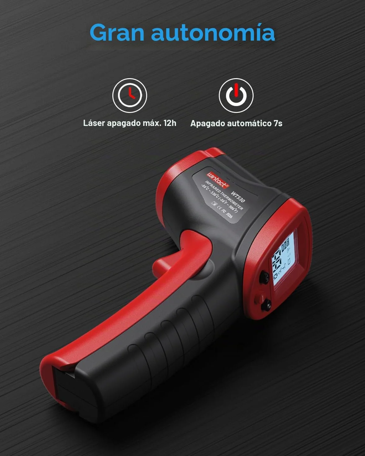 Termómetro infrarrojo Wintact -50°C a 590°C pistola láser temperatura sin contacto para cocinar