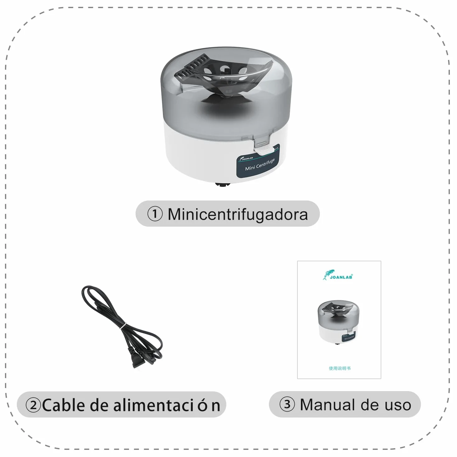 JOANLAB Mini Centrífuga de Laboratorio 4000RPM 0.2ml/1.5ml/2ml Rotor 2 en 1 Portátil