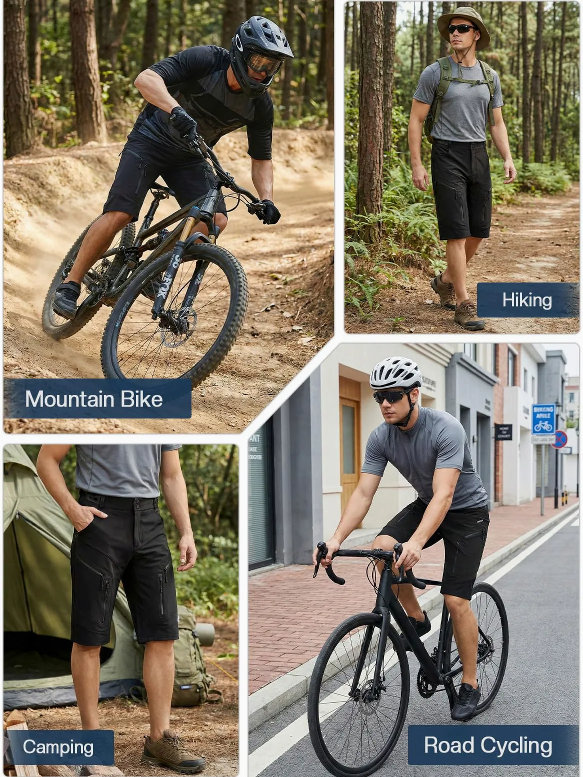 ARSUXEO Pantalones Cortos de Ciclismo para Hombre MTB Culotte Pantalón Corto de Ciclismo BTT Resistente al Agua 1903 D
