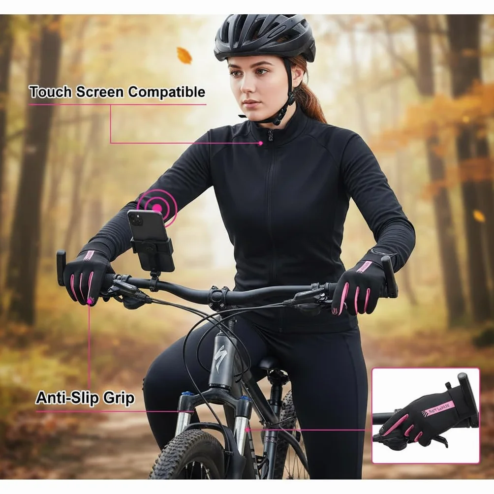 Guantes deportivos de invierno impermeables térmicos pantalla táctil antideslizantes poliéster acrílico para esquí ciclismo