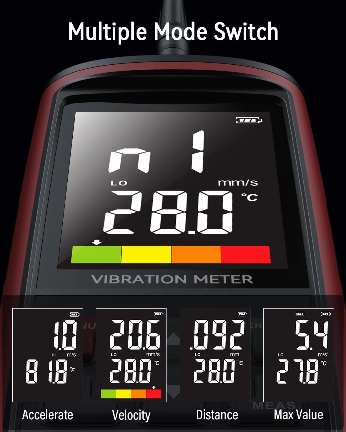 Vibrómetro Wintact WT633B, análisis de vibración mecánica, aceleración, velocidad, desplazamiento, temperatura