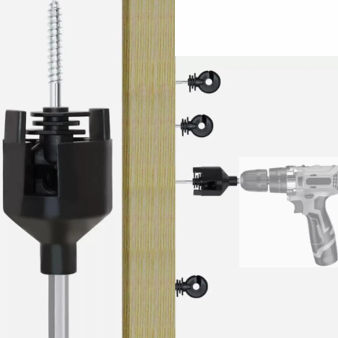 Ubric 3 piezas mandril cerca eléctrica tornillos aisladores anillos aislantes postes madera