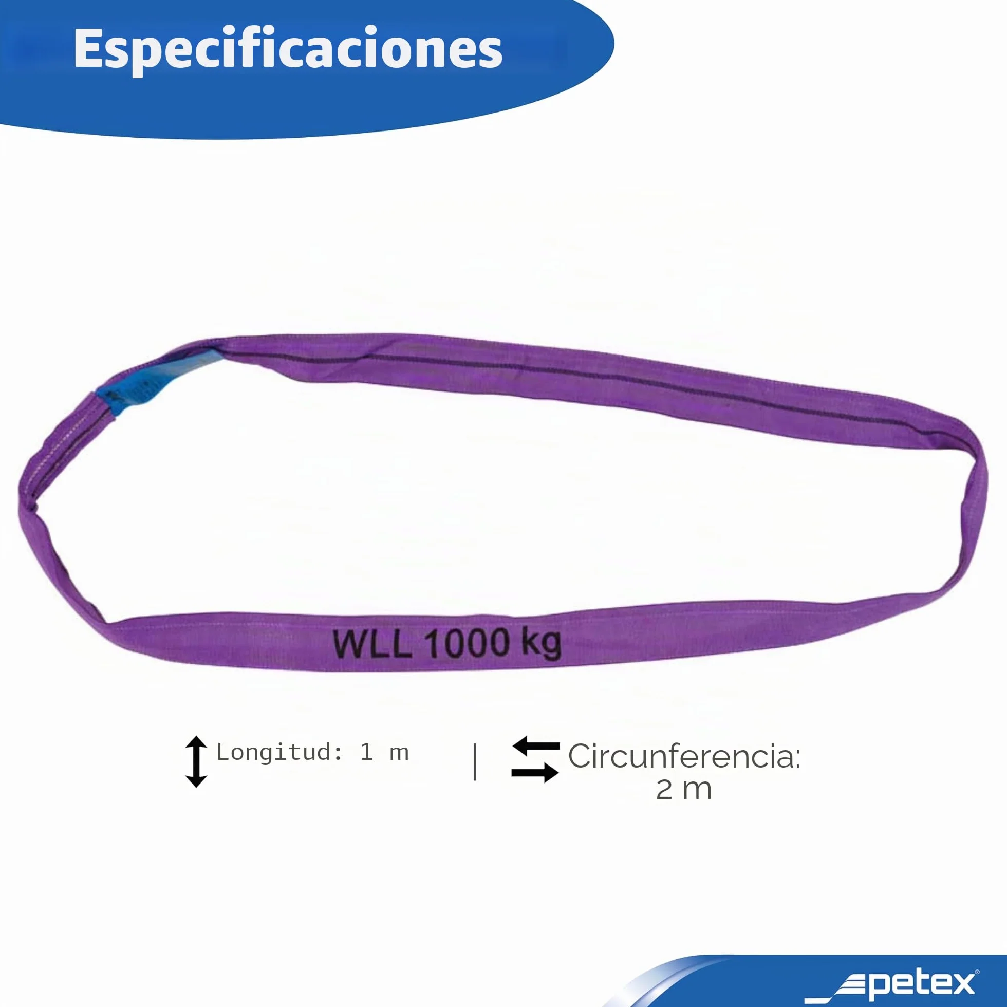 PETEX WLL Eslinga redonda 1000 kg 1 m DIN EN 1492-2 morado