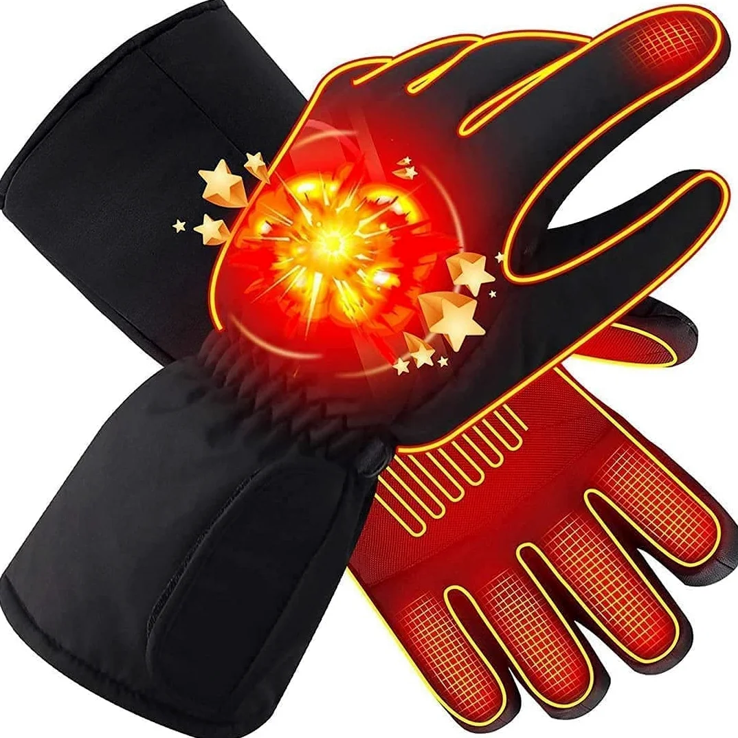 Guantes térmicos Guantes de Invierno para Hombres y Mujeres, 3 Niveles de Calentamiento Pantalla táctil Guantes térmicos Impermeables para Esquiar Snowboard Pesca