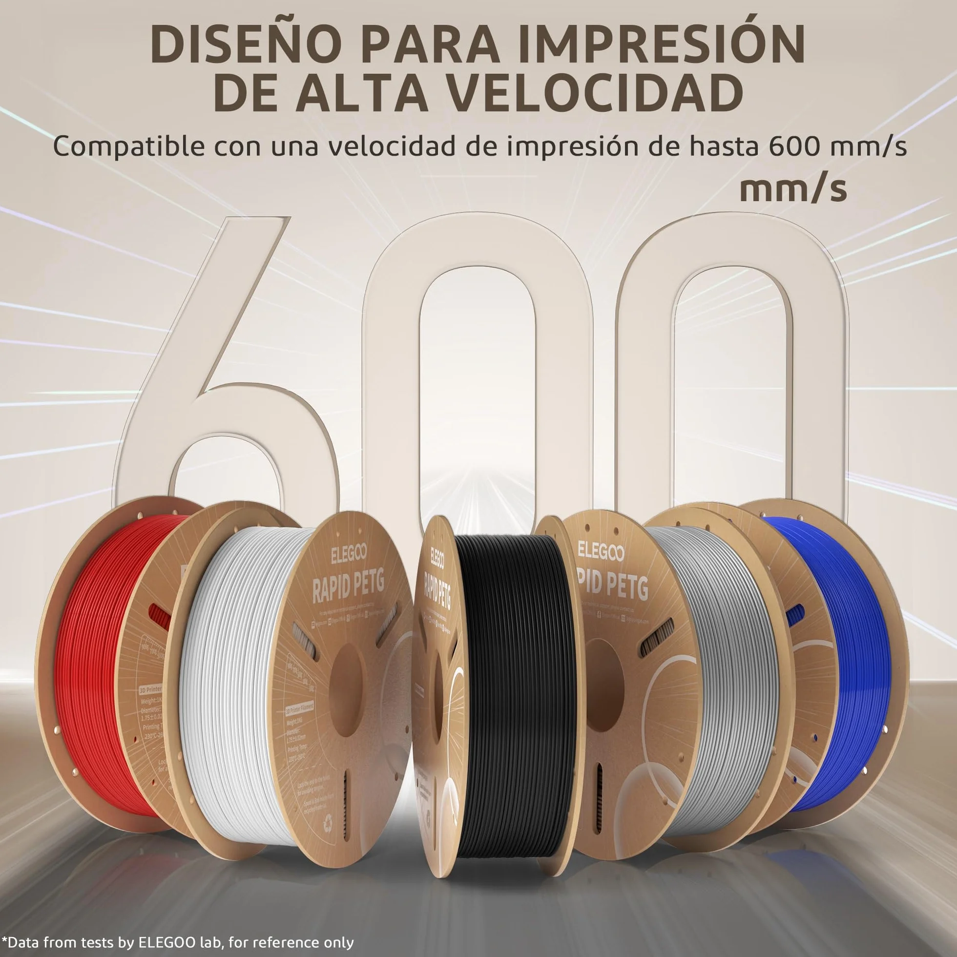 ELEGOO Filamento PETG Rápido 1.75mm 1KG Negro, Alta Velocidad 30-600mm/s para Impresora 3D