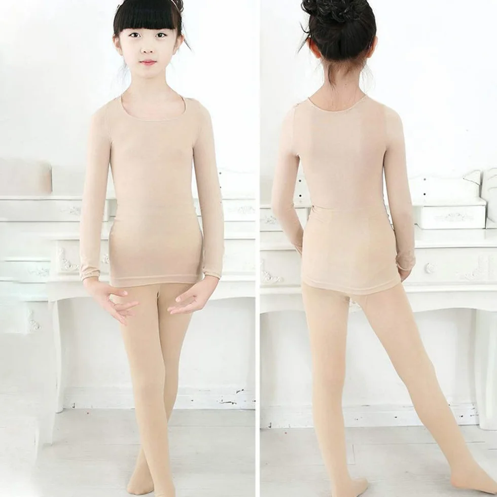 Niñas Baile Ballet Elásticos Camiseta Pantimedias Niños Gimnasia Medias Leotardos Conjuntos Térmicos