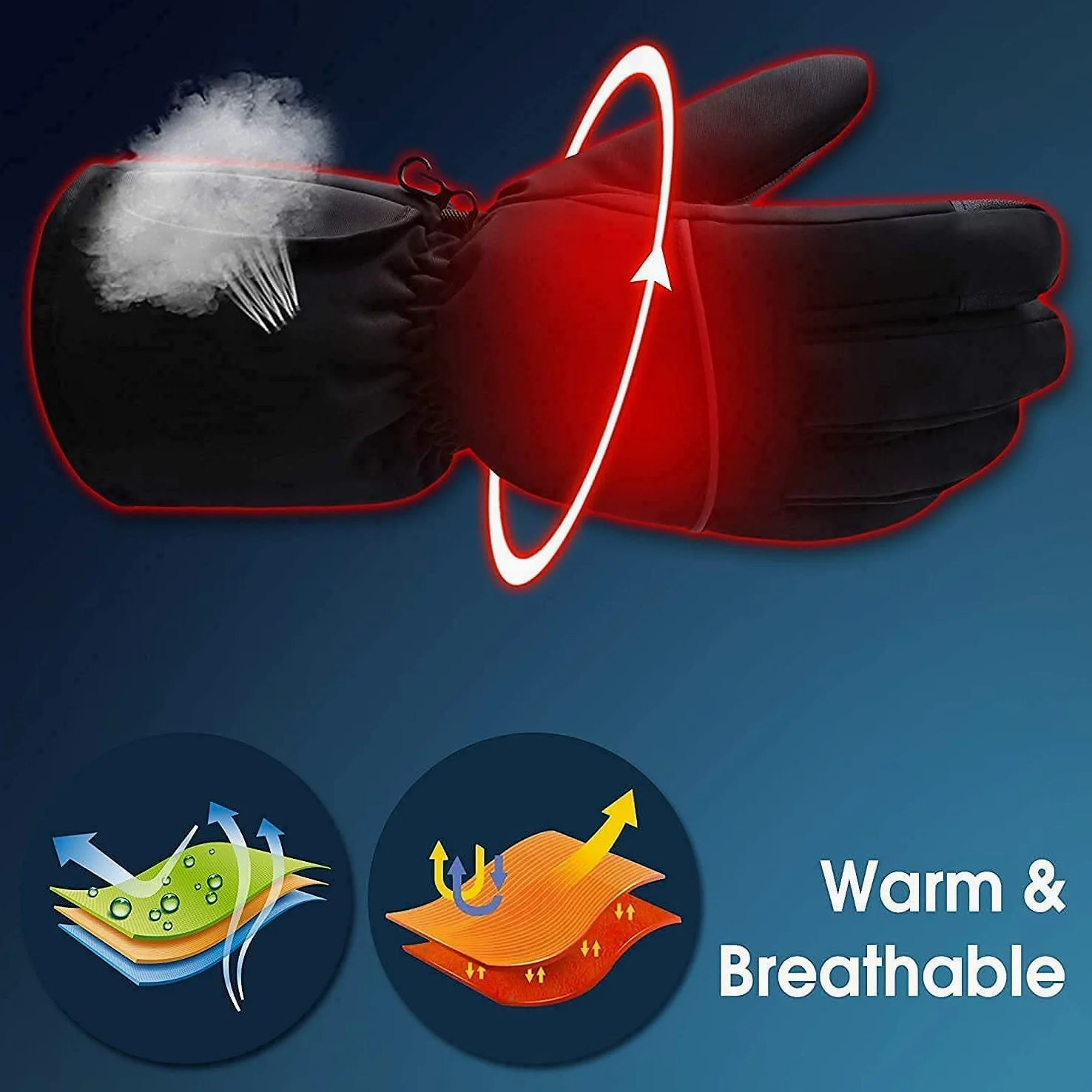 SBTXHJWCGLD Guantes térmicos eléctricos Recargables Guantes térmicos a batería, Pantalla táctil Impermeable con Aislamiento térmico para Deportes de Invierno al Aire Libre Escalada Senderismo