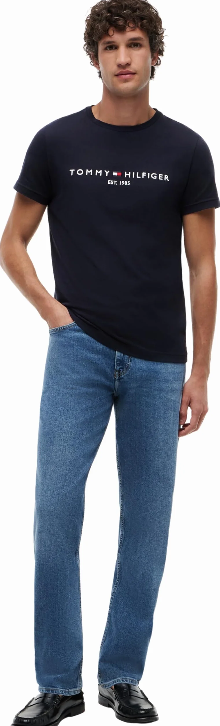 Tommy Hilfiger Camiseta de Manga Corta para Hombre Core Tommy Logo Cuello Redondo