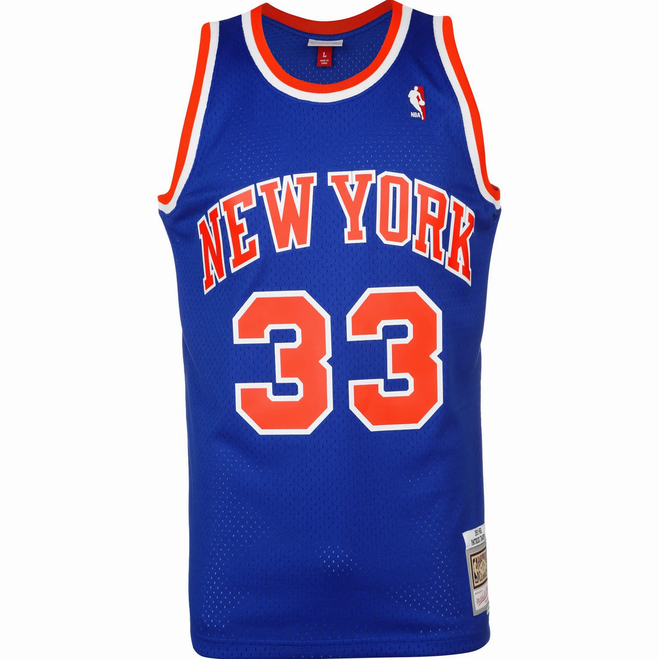 Mitchell & Ness Patrick Ewing #33 - Camiseta para hombre New York Knicks HWC 20917912, color azul (pequeño), Azul, Small