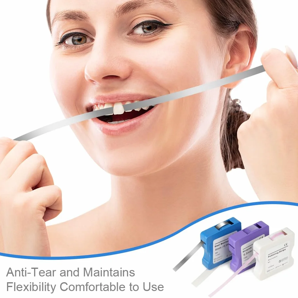 OFFCUP Tira de Pulido Dental 3m Rollo 6mm Abrasivos Blanqueadores Dientes Bandas Papel Lija Limpieza Whitening Azul