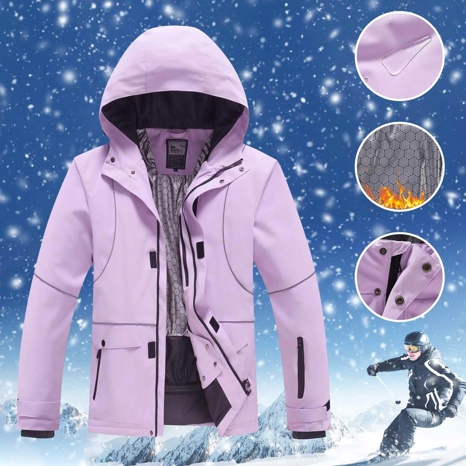 Chaquetas impermeables para hombre, talla grande, para invierno, gruesa, acolchada, para esquí, snowboard, nieve, chaqueta cálida con múltiples bolsillos, ropa térmica para exteriores