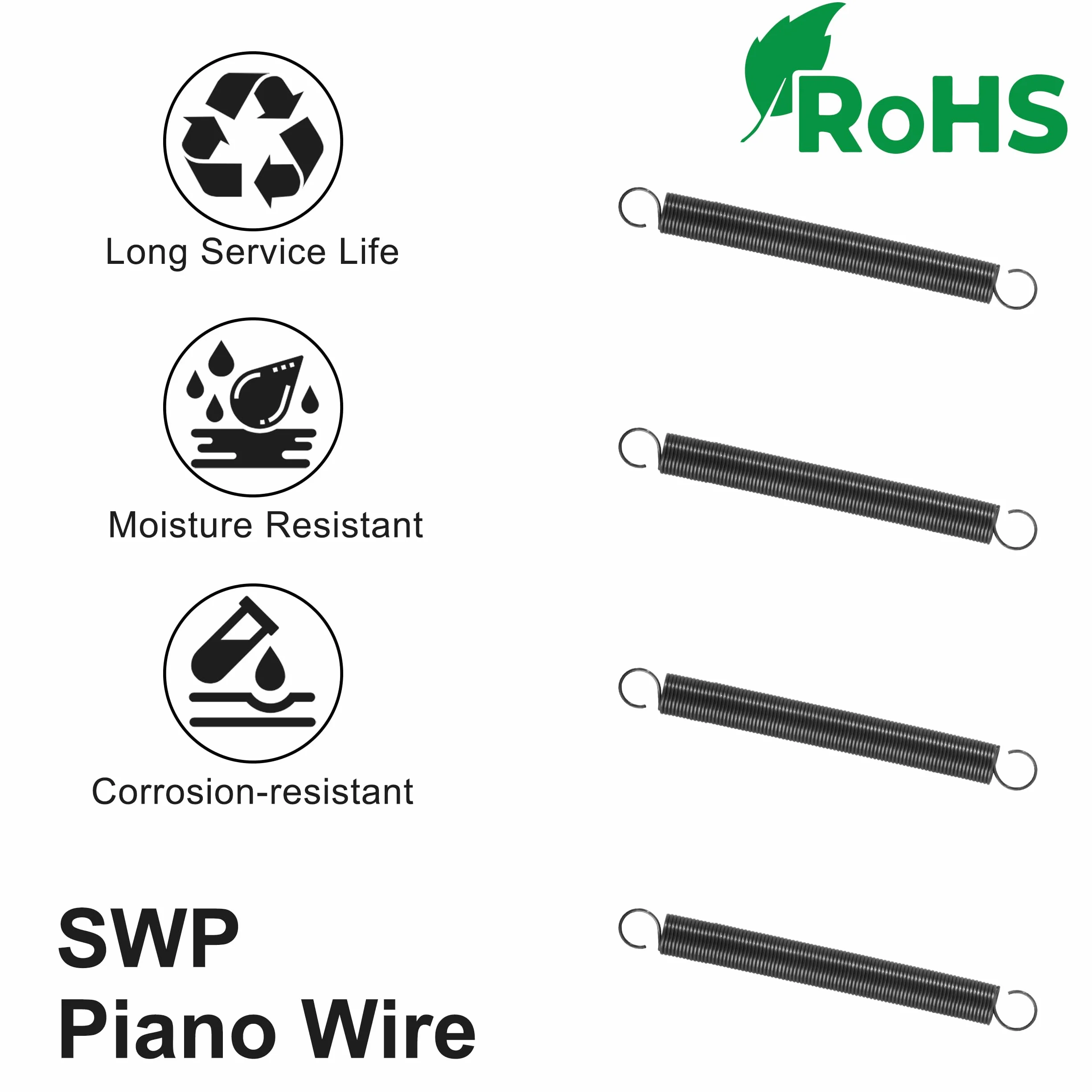 Resortes de Extensión 40mm Muelles de Tensión Gancho Alambre Piano 4mm 0,35mm 0,2KG 20 Piezas