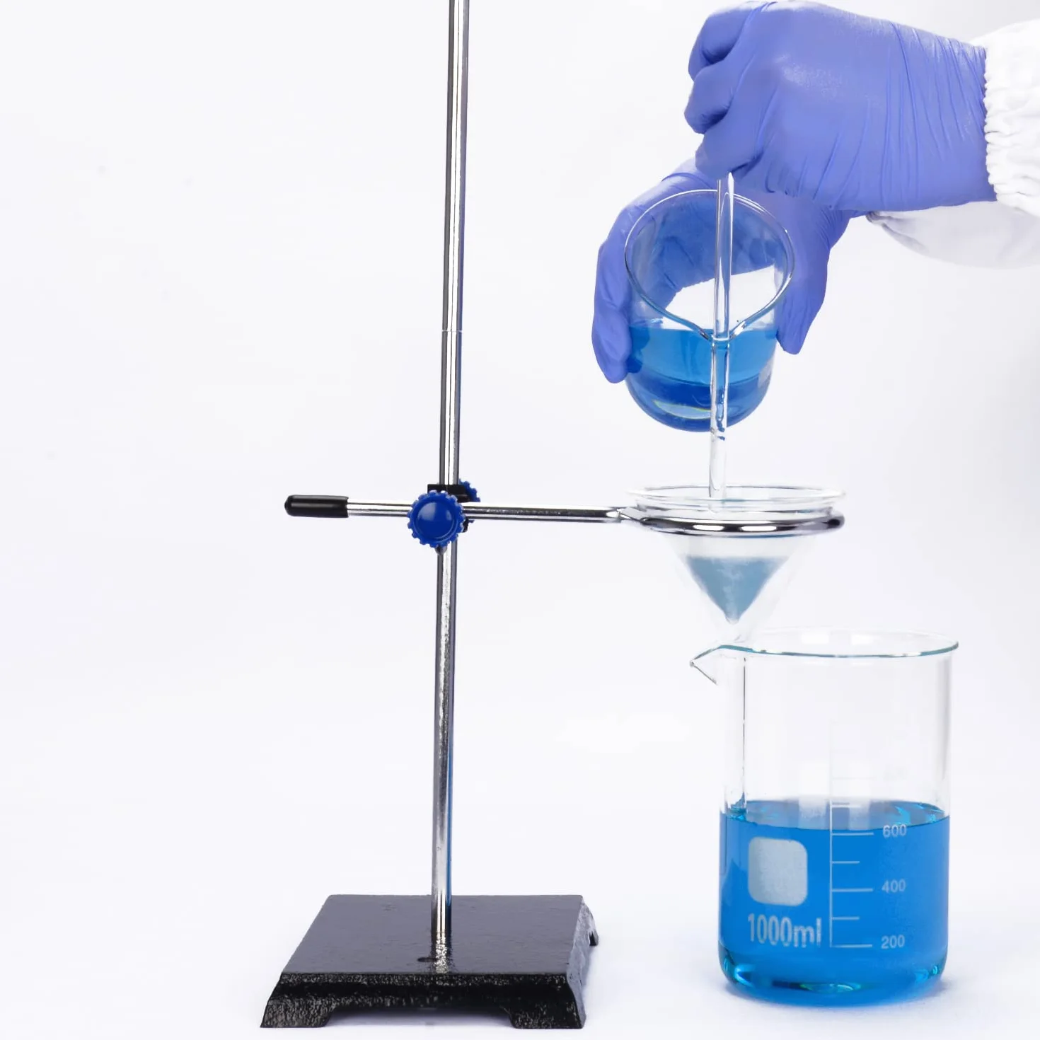 Labasics Soporte de Laboratorio con Varilla 56.9 cm, Abrazadera de Bureta 4 Puntas, Anillo de Retorta y 2 Cabezas de Jefe